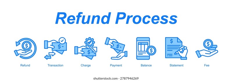 Refund Process banner web icon vector illustration concept with an icon of Refund, Transaction, Charge, Payment, Balance, Statement, Fee