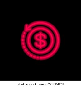 Refund red glowing neon ui ux icon. Glowing sign logo vector