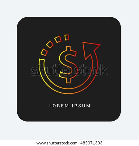 Refund Red & Orange gradient attractive line thin icon / logo design