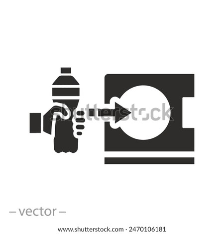 refund and reward machine icon, deposit bottle recycling, reuse plastic, flat symbol on white background - vector illustration