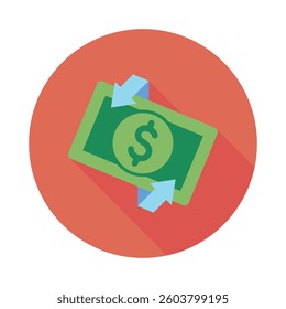 Refund rounded flat mini illustration color icon, use for economy, business, finance, ecommerce, payment service UI, UX kit, app and web development, digital or print.