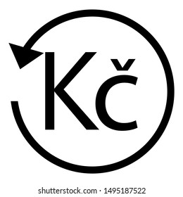Refund sign. CZECH KORUNA currency. Circle arrow sign.