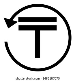 Refund sign. Kazakh tenge currency. Circle arrow sign.