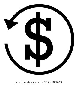 Refund sign. USD dollar currency. Circle arrow sign.