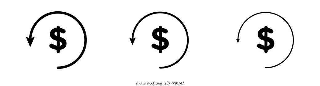 Refund thin line vector icon set.