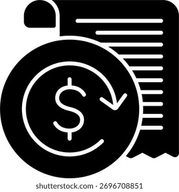 Refund-Transaktion, Vektordesign im modernen Stil, Rückzahlung und digitales Bankkonzept, sichere Geldüberweisung Illustration. Glyphensymbol