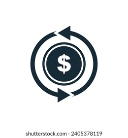 Refund, Transfer or Cash Back Dollar Icon Design Template Elements