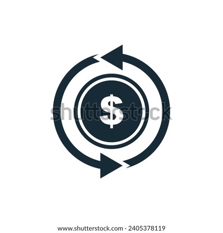 Refund, Transfer or Cash Back Dollar Icon Design Template Elements