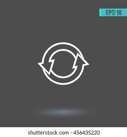 Refund vector icon. Graphic symbol for your design, logo. White glyph on a gray background. Isolated sign.