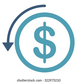 Refund vector icon. Style is bicolor flat symbol, cyan and blue colors, rounded angles, white background.