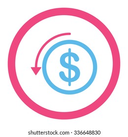 Refund vector icon. Style is bicolor flat rounded symbol, pink and blue colors, rounded angles, white background.