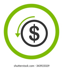 Refund vector icon. Style is bicolor flat rounded symbol, eco green and gray colors, rounded angles, white background.