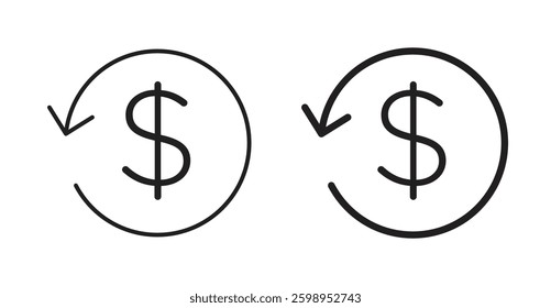 Refund vector line icon illustration collection.