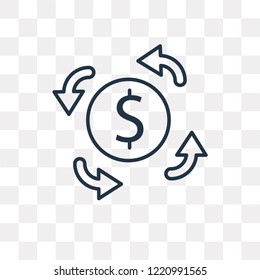Refund vector outline icon isolated on transparent background, high quality linear Refund transparency concept can be used web and mobile