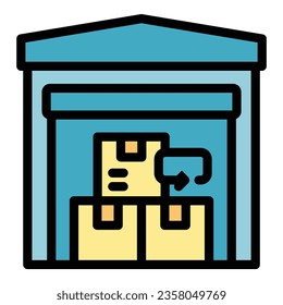 Refund warehouse icon outline vector. Delivery service. Store order color flat