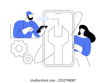 Refurbished device abstract concept vector illustration. Refurbished mobile phone, certified restored products, repaired electronics offer, used gadget, buy eco-friendly device abstract metaphor.