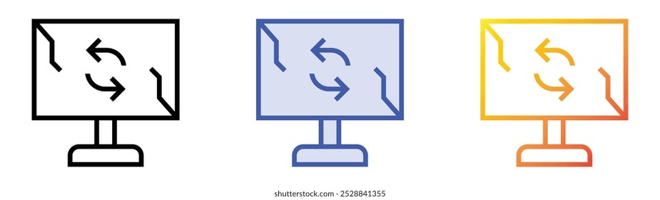 refurbished product icon. Linear, Blue Fill and Gradient Style Design Isolated On White Background