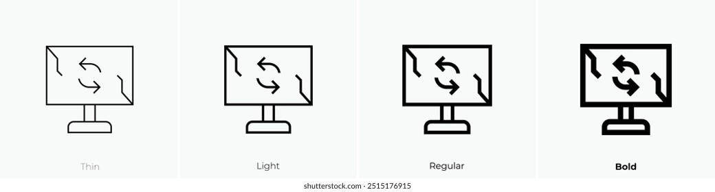 refurbished product icon. Thin, Light Regular And Bold style design isolated on white background