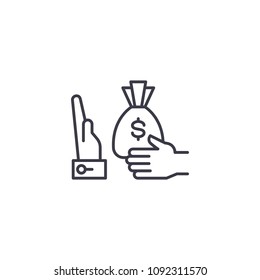 Refusal Of A Bribe Linear Icon Concept. Refusal Of A Bribe Line Vector Sign, Symbol, Illustration.