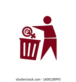 Refusal of feminism. Vector icon isolated on white background.
