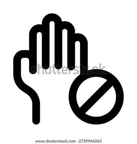 Refusal gesture hand icon for rejection. Refusal Gesture Modern Professional Line Icon with minimal clean design representing denial stop disagreement warning and prohibition

