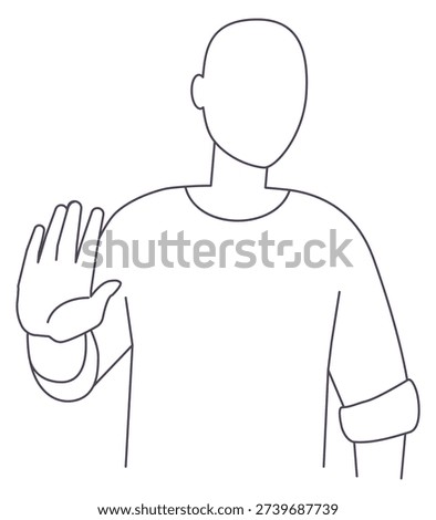 Refusal gesture. Stop sign. Man show no line icon