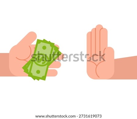 Refusal of money. Hands make a refusal of cash