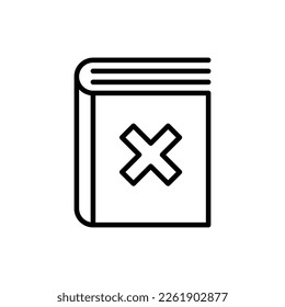 Refusal to publish a book. Forbidden book thin line icon. Vector illustration.