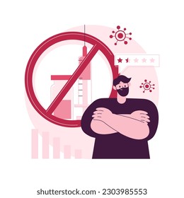 Refusal of vaccination abstract concept vector illustration. Vaccine injection refusal risk, application, mandatory immunization, vaccination hesitancy, reasons to refuse abstract metaphor.