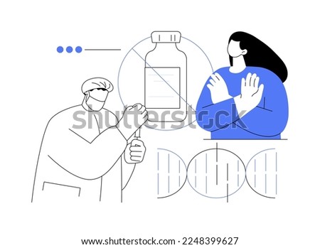 Refusal of vaccination abstract concept vector illustration. Vaccine injection refusal risk, application, mandatory immunization, vaccination hesitancy, reasons to refuse abstract metaphor.