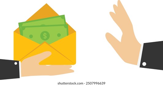 Refuse to accept corrupt money, Vector illustration in flat style

