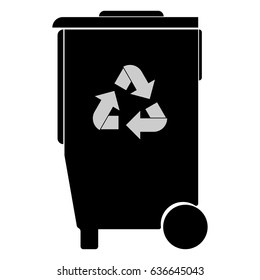 Refuse bin with arrows utilization black icon.