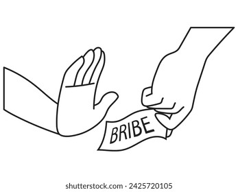 Refuse bribe symbol in outline and vector format.
