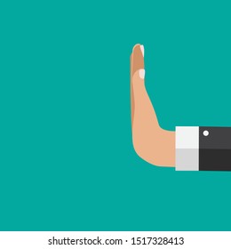 Refuse hand sign in flat style. Vector Illustration EPS10