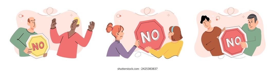 Refuse vector illustration. The denial someones emotions can hinder effective communication and understanding The refusal to acknowledge someones perspective can create barriers in communication