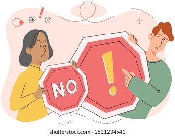 Refuse vector illustration. Disagreements can arise due to differences in communication styles and behavioral patterns The denial someones feelings can create barrier to effective communication