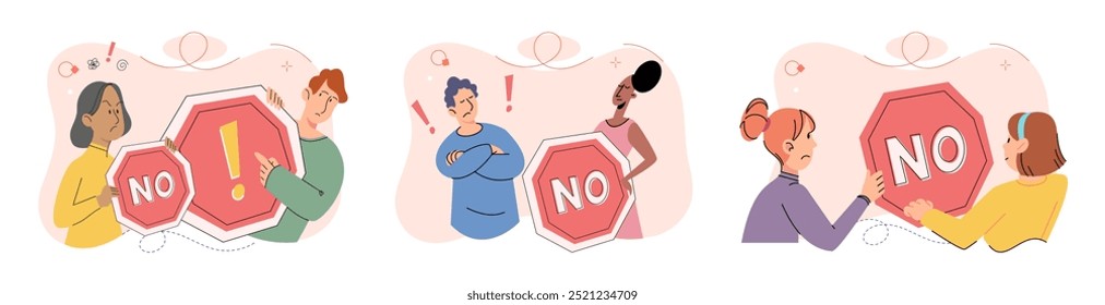 Refuse vector illustration. Disapproval someones choices or actions can strain relationships and hinder effective communication Negativity can permeate conversation when disagreements are approached