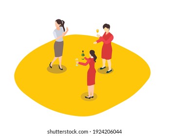 Refusing alcohol isometric 3d vector concept for banner, website, illustration, landing page, flyer, etc