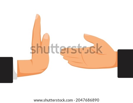 refusing hand shake with virus infected people