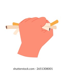 Recusar a oferta de fumar, parar de fumar, proibir o mau hábito com riscos para a saúde. Fumantes dão a mão de cigarro, rejeição séria de pessoa que faz o gesto cruzado da proibição