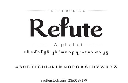 Refute Font. Alphabet. Script. Typeface. Label .Vintage typeface. For labels and different type designs