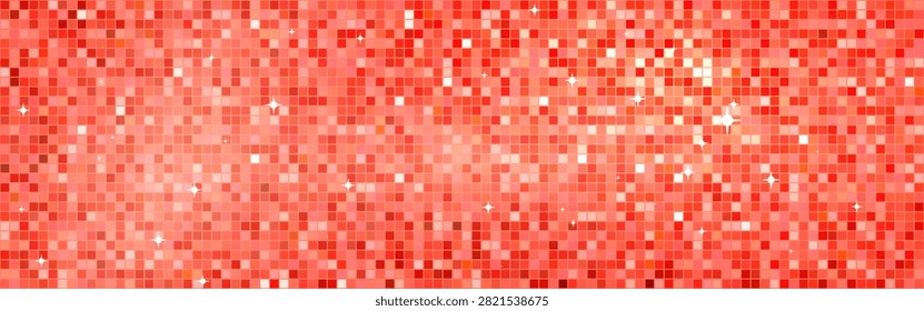 Reg disco background, sequin glitter shimmer light pattern, party sparkle tile celebration vector bg. 