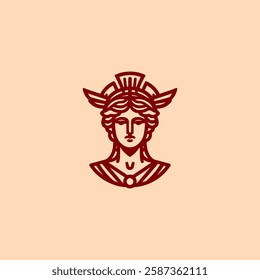 A regal Athena logo with a helmet, reflecting wisdom, strategy, and divine strength