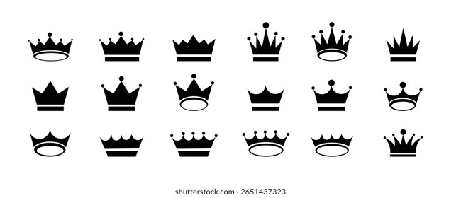 Símbolo de coroa preto real Luxo monarca real Ícone.Crowns Ícones e símbolos.