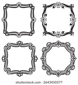 Regal and Bold Vintage Decorative Floral Frames Vector Set Packs
