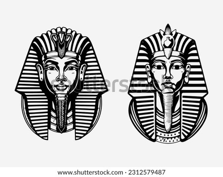 Regal and captivating pharaoh hand drawn logo design illustration, evoking ancient Egyptian mystique and authority