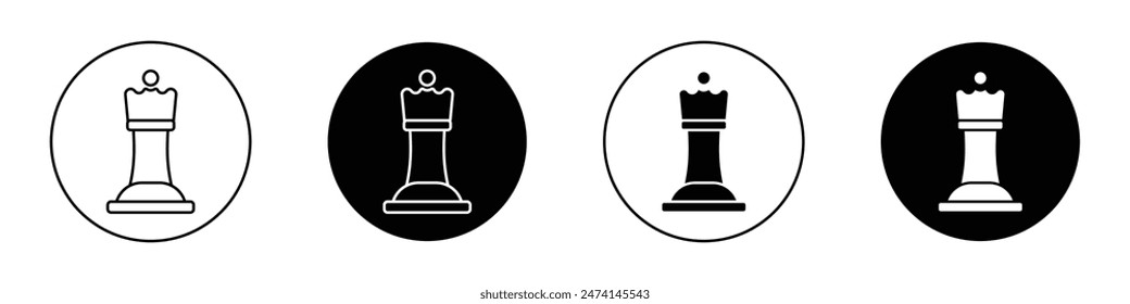 Regal Chess Queen Icon Set. Monarch Piece in Chess Game Vector Symbol.