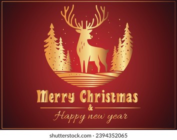 Regal Crimson Celebration, Merry Christmas and Happy New Year Elegance, christmas card