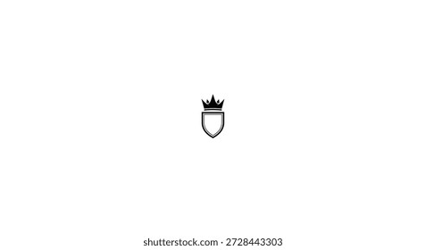 A regal crown above a shield design a striking black silhouette