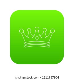 Regal crown icon green vector isolated on white background